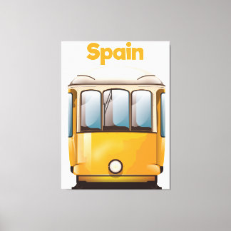 Toile Affiche de voyage en tramway jaune Espagne
