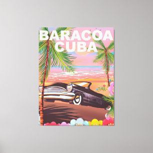 Toile Affiche de voyage en voiture à Baracoa Cuba
