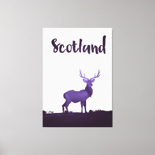 Toile Affiche de voyage encre de cerf sauvage des Highla