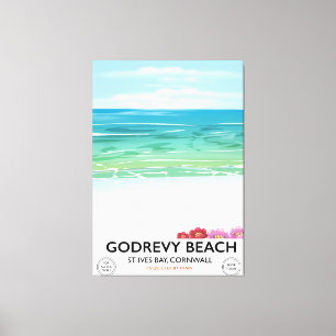Toile Affiche de voyage Godrevy Beach St Ives Bay, Corno