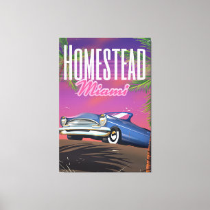 Toile Affiche de voyage Homestead Floride USA années 80