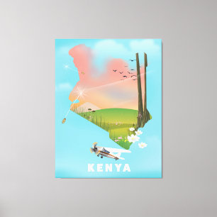 Toile Affiche de voyage illustration carte du Kenya.