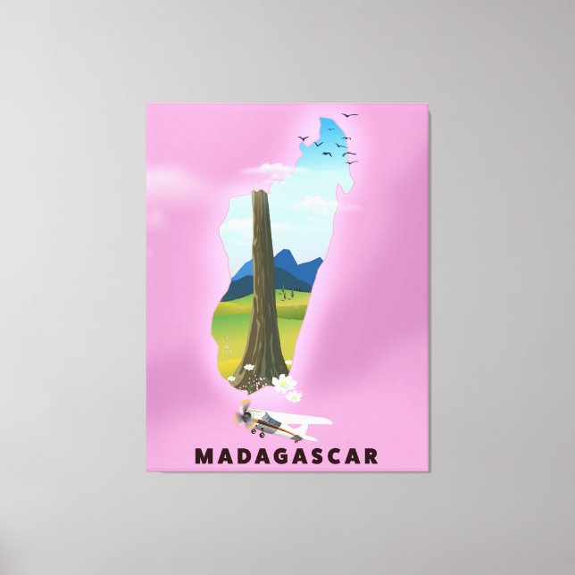 Toile Affiche de voyage illustrée de Madagascar (Recto)