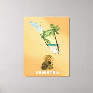 Toile Affiche de voyage illustrée Sumatra