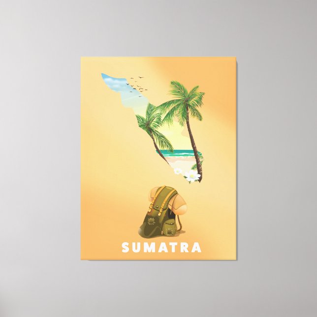 Toile Affiche de voyage illustrée Sumatra (Recto)