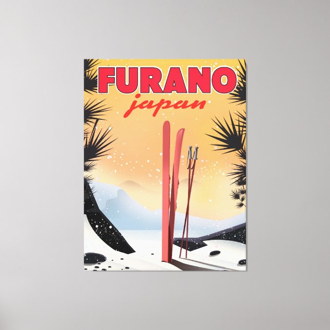 Toile Affiche de voyage japonaise Furano. (Recto)