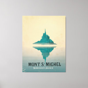 Toile affiche de voyage mont st michel vintage