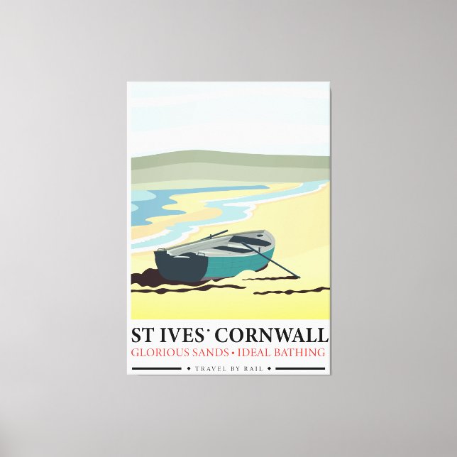 Toile Affiche de voyage nautique St Ives Cornwall. (Recto)
