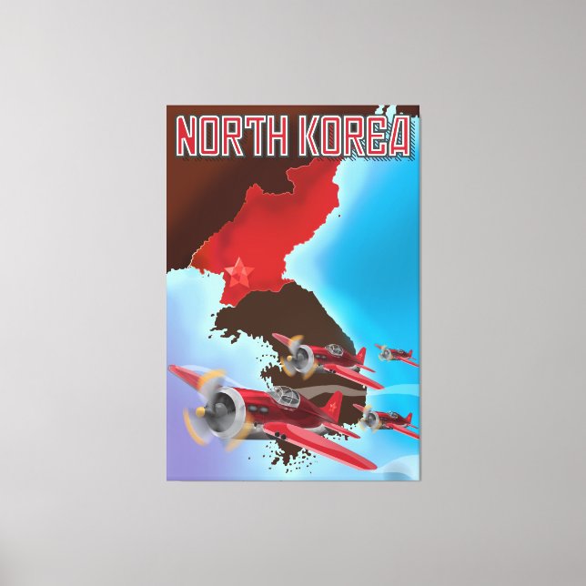 Toile Affiche de voyage North Korea Vintage. (Recto)