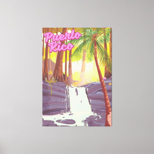 Toile Affiche de voyage palmier tropical de Porto Rico