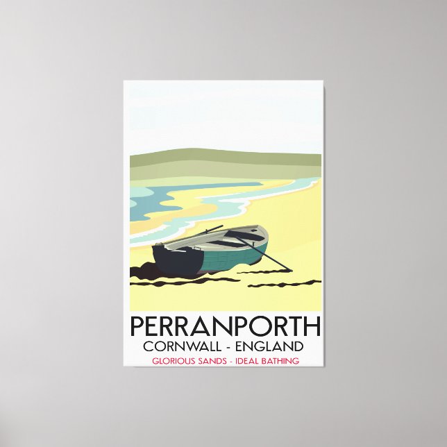 Toile Affiche de voyage Perranporth Cornouailles bord de (Recto)