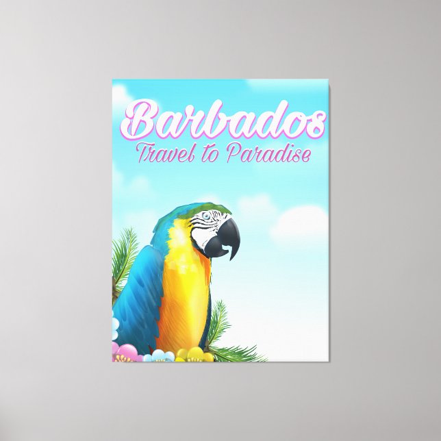 Toile Affiche de voyage Perroquet de la Barbade (Recto)