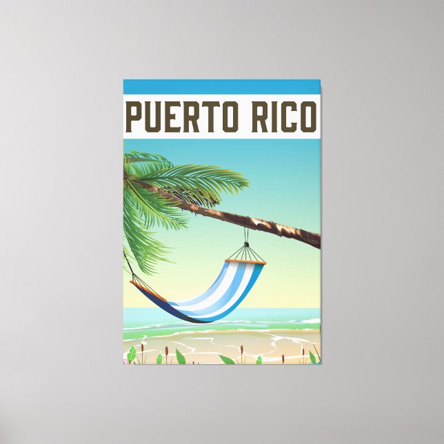 Toile Affiche de voyage Porto Rico Beach. (Recto)