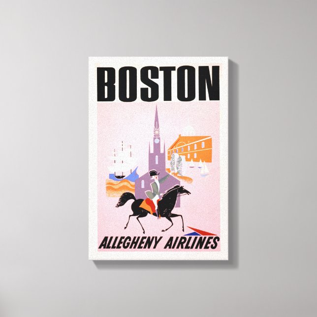 Toile Affiche De Voyage Pour Allegheny Airlines À Boston (Recto)