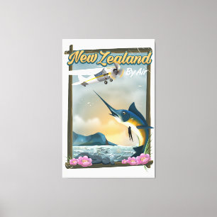 Toile Affiche de voyage pour la pêche en Nouvelle-Zéland