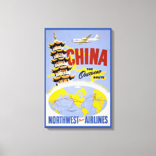 Toile Affiche de voyage pour Northwest Orient Airlines
