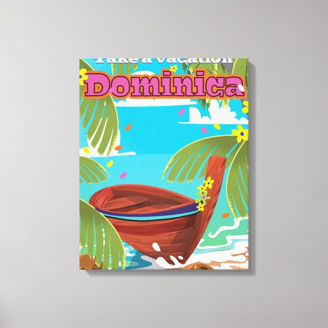 Toile Affiche de voyage rétro de la Dominique. (Recto)