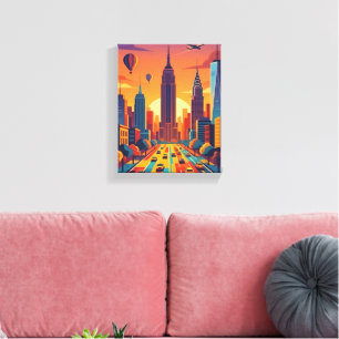 Toile Affiche de voyage rétro de la skyline de New York
