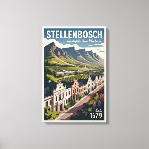Toile Affiche de voyage rétro Stellenbosch Afrique du Su