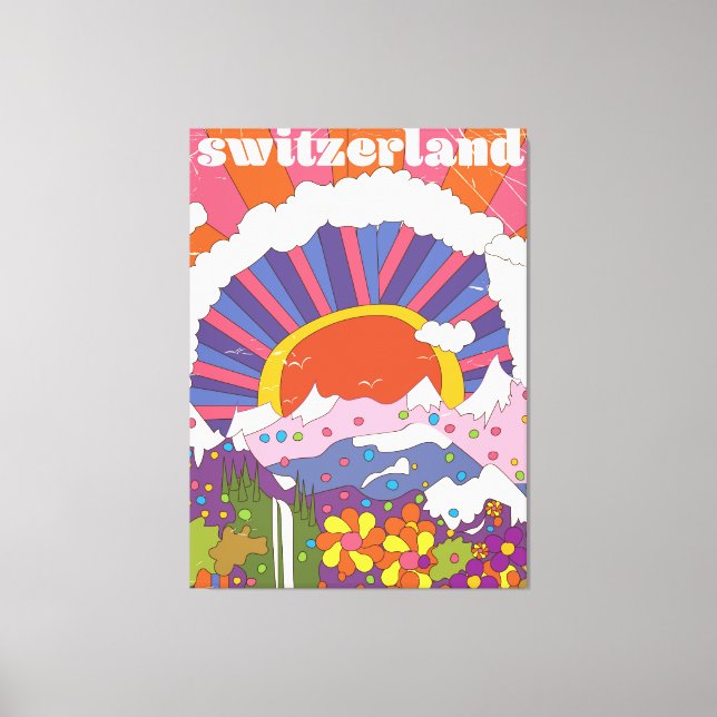 Toile Affiche de voyage rétro Suisse (Recto)