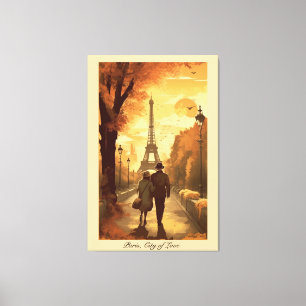 Toile Affiche de voyage, Romance in Paris personnalisabl