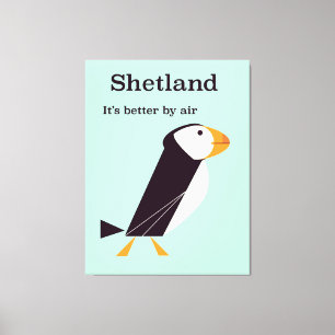 Toile Affiche de voyage Shetland Puffin Vintage