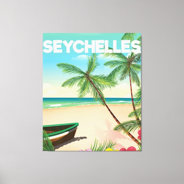 Toile affiche de voyage sur la plage des Seychelles (Recto)