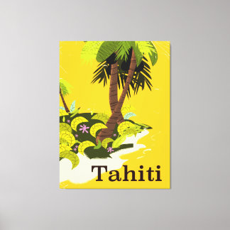 Toile Affiche de voyage Tahiti Retro