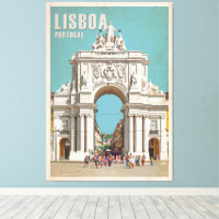 Affiche de voyage vintage. Arc de rue de Lisbonne,