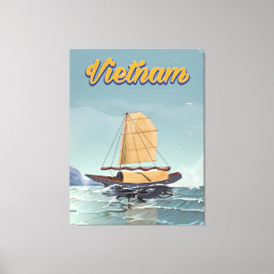 Toile Affiche de voyage vintage bateau de pêche Vietnam