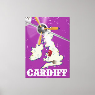 Toile Affiche de voyage vintage Cardiff Pays de Galles