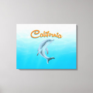 Toile Affiche de voyage vintage dauphin Californie
