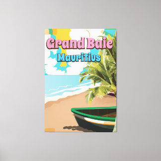 Toile Affiche de voyage vintage de Grand Baie Maurice.