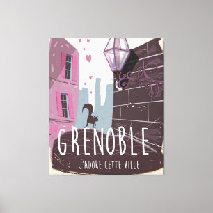 Toile Affiche de voyage vintage de Grenoble France