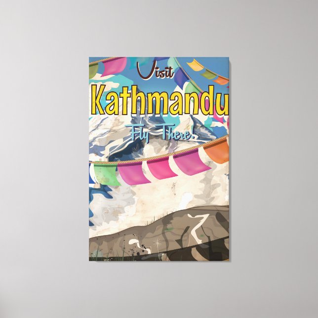 Toile Affiche de voyage vintage de Katmandou (Recto)