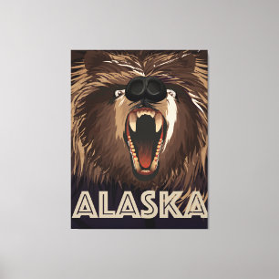 Toile affiche de voyage vintage de l'Alaska