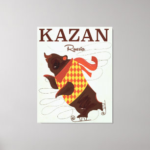 Toile Affiche de voyage vintage de l'ours de Kazan Russi