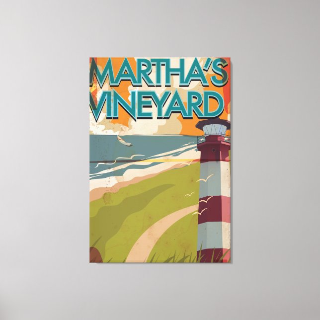 Toile Affiche de voyage vintage de Marthas Vineyard (Recto)