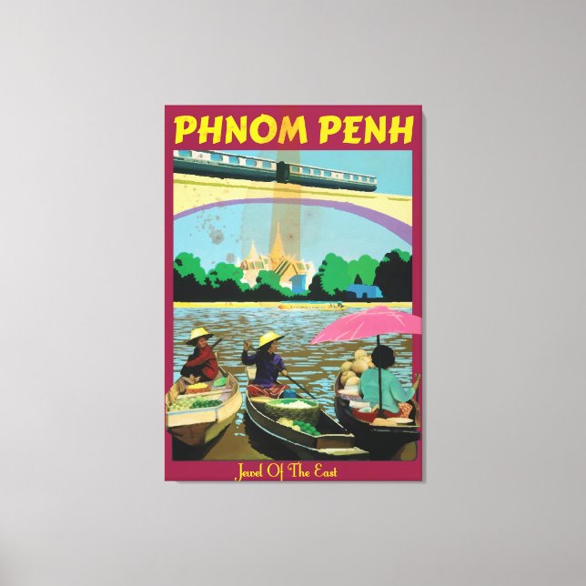 Toile Affiche de voyage vintage de Phnom Penh (Recto)