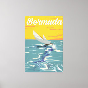 Toile Affiche de voyage vintage de voile aux Bermudes