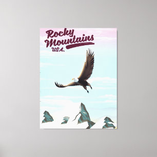 Toile Affiche de voyage vintage des montagnes Rocheuses 
