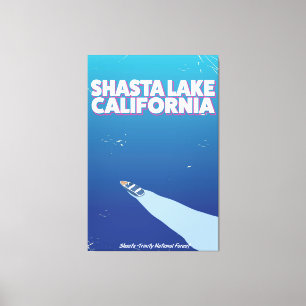 Toile Affiche de voyage vintage du lac Shasta Californie