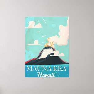Toile affiche de voyage vintage du volcan mauna kea à Ha