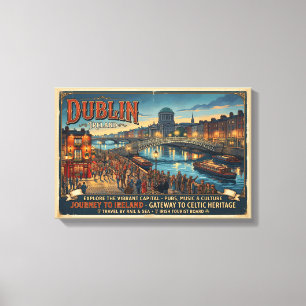 Toile Affiche de voyage vintage Dublin Irlande