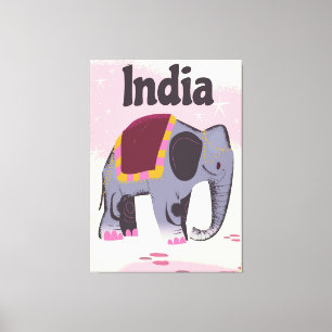Toile Affiche de voyage vintage éléphant indien.