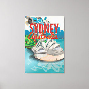 Toile Affiche de voyage vintage Fly to Sydney, Australie