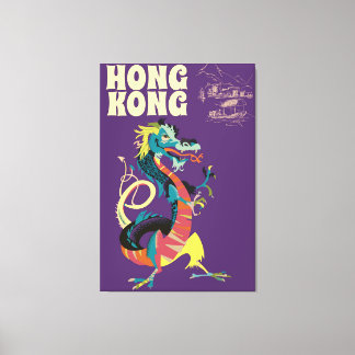 Toile Affiche de voyage vintage Hong Kong Dragon