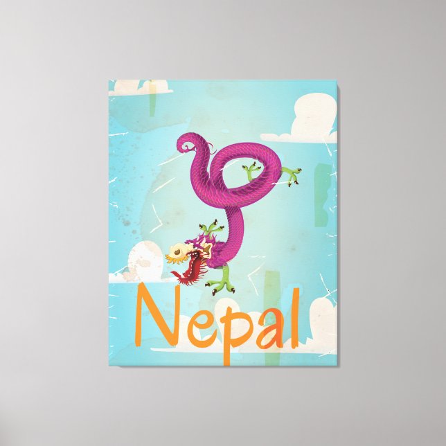 Toile Affiche de voyage vintage Népal (Recto)