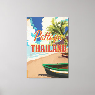 Toile Affiche de voyage vintage Pattaya Thaïlande