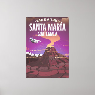 Toile Affiche de voyage vintage père Noël María Guatemal